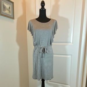 Striped T-Shirt Dress w/ Ruffled Sleeves